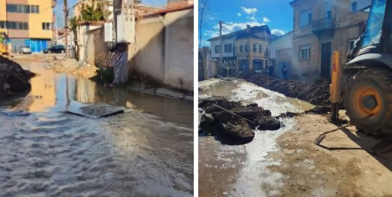 При изведба на градежни активности предизвикан е дефект на водоводната мрежа на улица Стив Наумов во Битола
