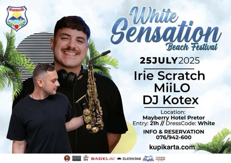 На плажата кај Mayberry Hotel во Претор се враќа White Sensation Beach Festival!